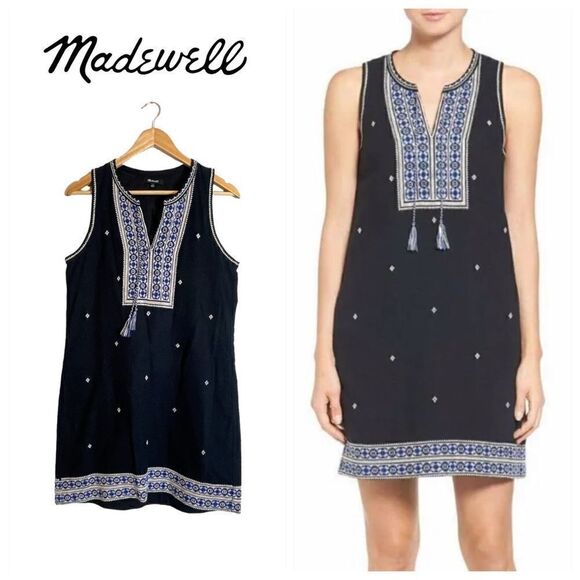Madewell Dresses & Skirts - Madewell Embroidered Suncoast Dress in Navy Blue
